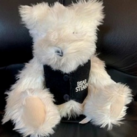 Bear Stearns Soft Stuffed Sitting White Teddy Bear